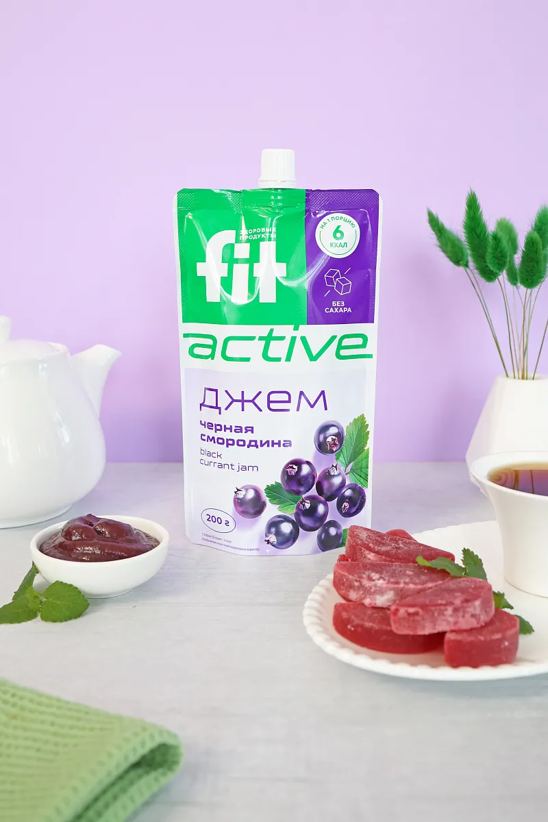 Джем без сахара Черная смородина, дой-пак 200 гр фото 3