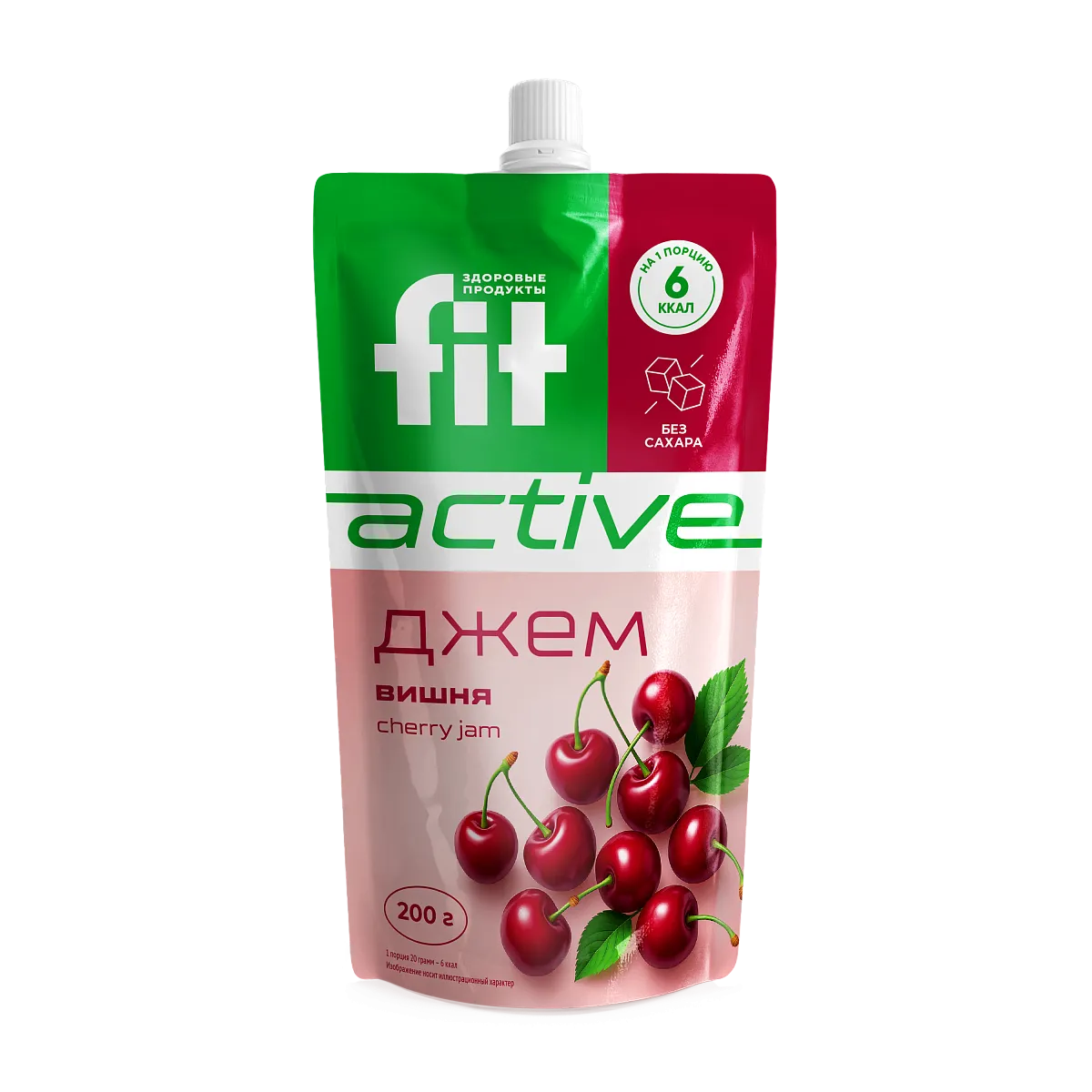Джем без сахара Вишня, дой-пак 200 гр фото 1