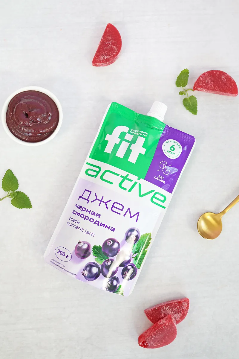 Джем без сахара Черная смородина, дой-пак 200 гр фото 4
