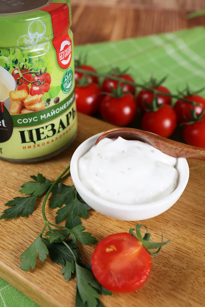 Майонезный соус Цезарь, банка 220 гр фото 2