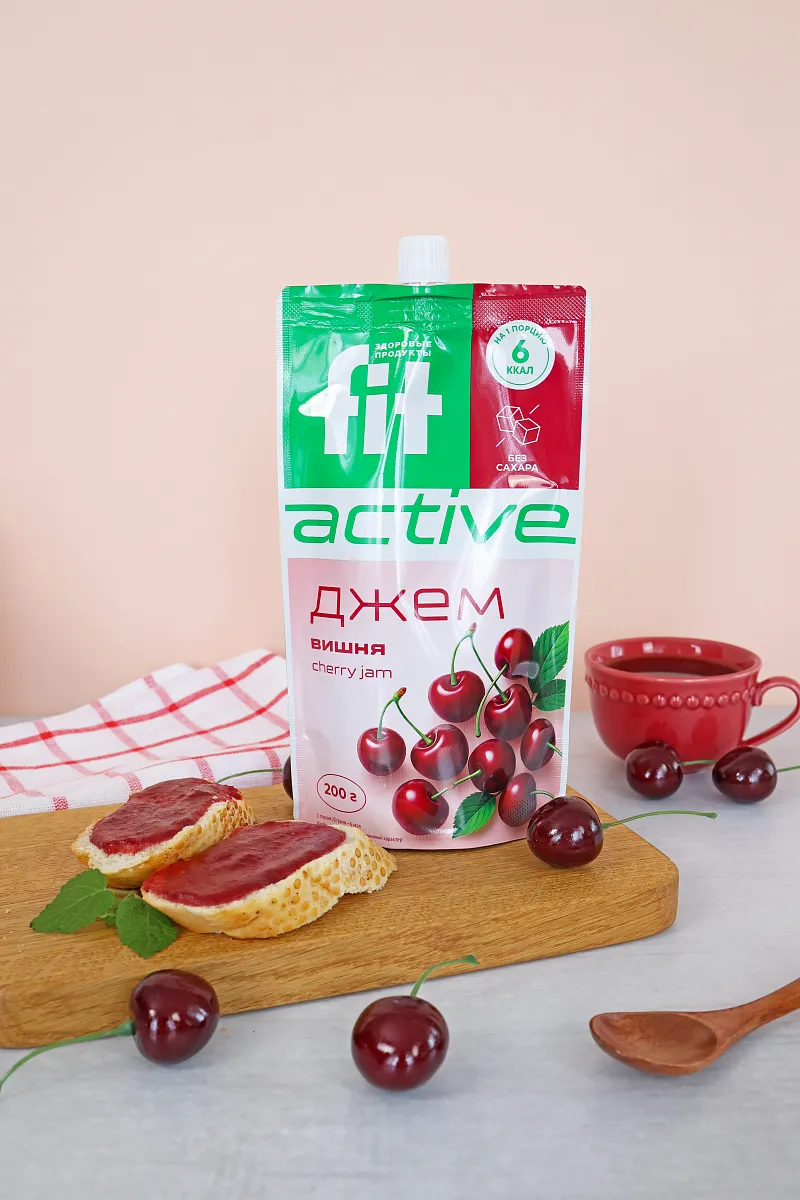 Джем без сахара Вишня, дой-пак 200 гр фото 4